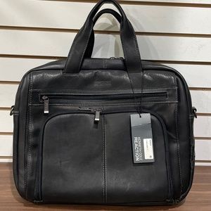 KENNETH COLE REACTION Colombian Leather Laptop Briefcase 524465CB Black